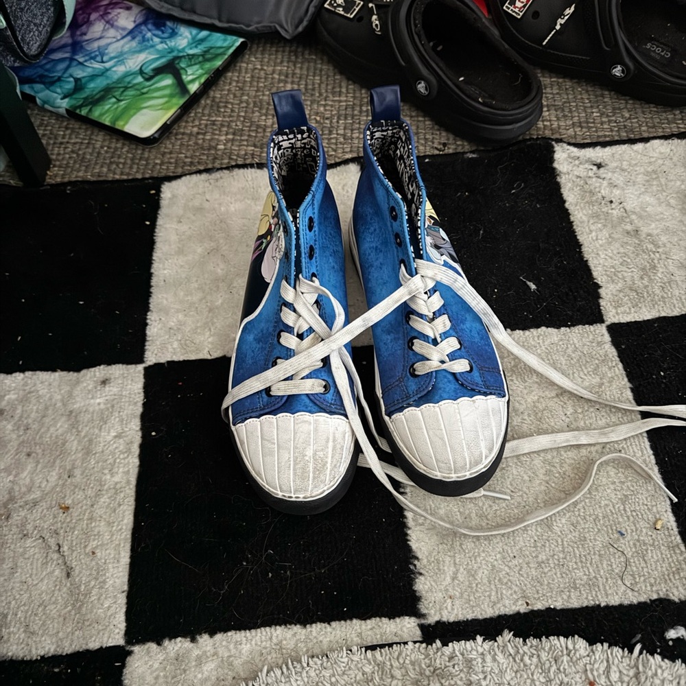 Hot Topic Blue and White High-Top Sneakers